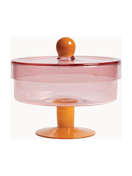 Boîte de rangement en verre Duo, Verre, Orange, rose, Ø 22 x haut. 20 cm