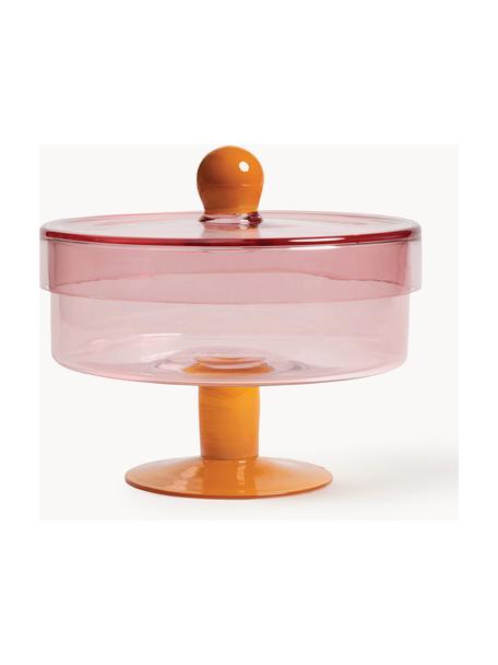 Boîte de rangement en verre Duo, Verre, Orange, rose, Ø 22 x haut. 20 cm