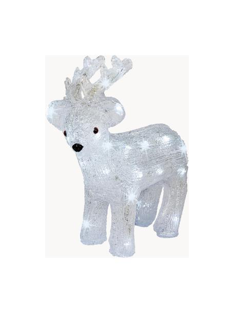 Décoration lumineuse LED à piles Deer haut. 31 cm, Plastique, Blanc, noir, larg. 30 x haut. 31 cm
