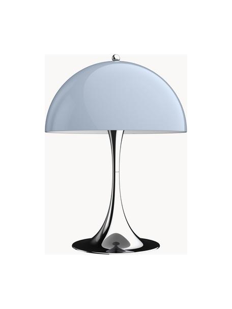 Lampa stołowa Panthella, W 44 cm, Stelaż: aluminium powlekane, Jasnoniebieskie szkło akrylowe, odcienie srebrnego, Ø 32 x 44 cm