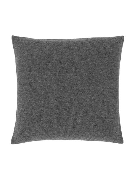 Fijn gebreide kasjmier kussenhoes Viviana, 70% kasjmier, 30% merinowol, Donkergrijs, B 40 x L 40 cm