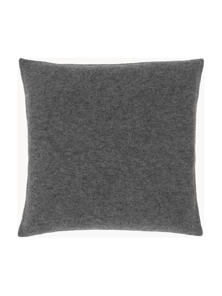 Fein gestrickte Cashmere-Kissenhülle Viviana, 70% Kaschmir, 30% Wolle, Dunkelgrau, B 40 x L 40 cm