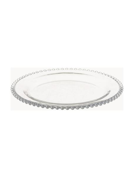 Piattini da dessert in vetro decorato Perles 2 pz, Vetro, Trasparente, Ø 21 cm