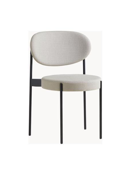 Sedia imbottita in lana Series 430, design Verner Panton, Rivestimento: 94% lana, 6% nylon, Struttura: metallo rivestito, Lana bianco latte, nero, Larg. 52 x Prof. 54 cm