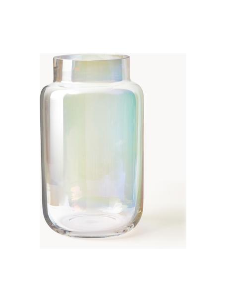 Große Glas-Vase Lasse, irisierend, H 22 cm, Glas, Transparent, irisierend, Ø 13 x H 22 cm