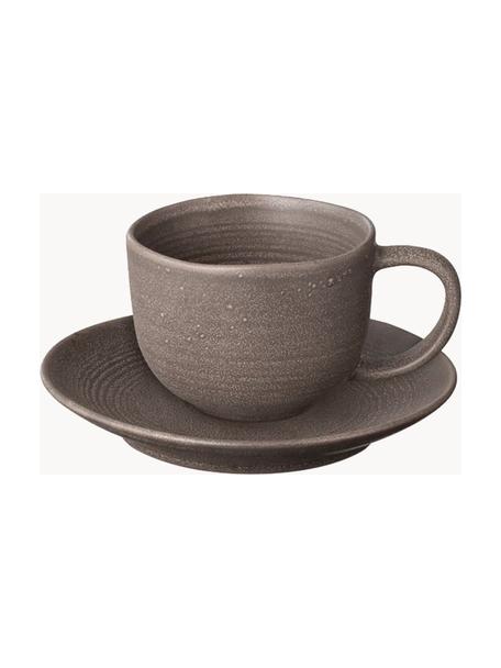 Tazzine caffè con piattino Kumi 2 pz, Gres smaltato, Taupe, Ø 8 x Alt. 6 cm, 190 ml