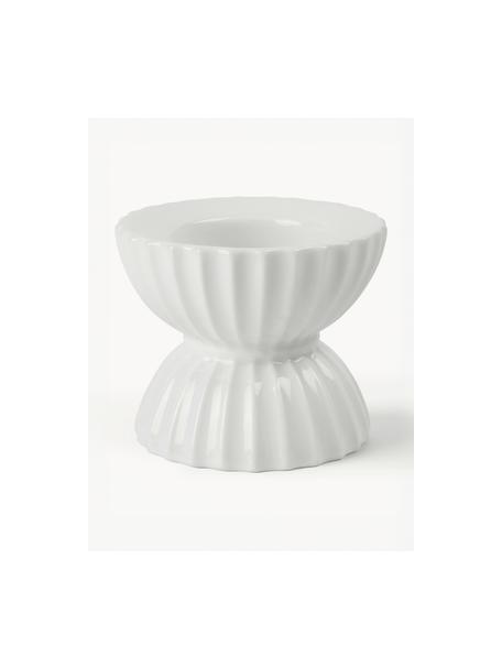 Porcelánový svícen na čajovou svíčku s žebrovaným povrchem Tura, Porcelán, Bílá, Š 8 cm, V 7 cm