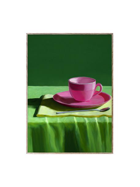 Póster con marco Still Here, Papel Hahnemühle mate de 210 g, impresión digital a 10 colores resistentes a los rayos UV, Tonos verdes, rosa, An 30 x Al 40 cm
