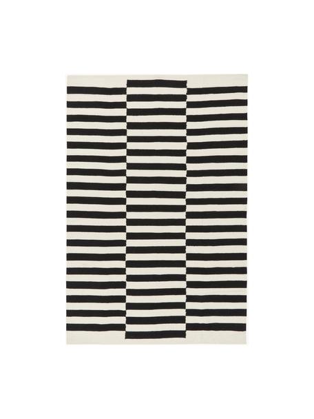 Tapis kilim tissé main Donna, Noir, blanc crème, larg. 80 x long. 150 cm (taille XS)