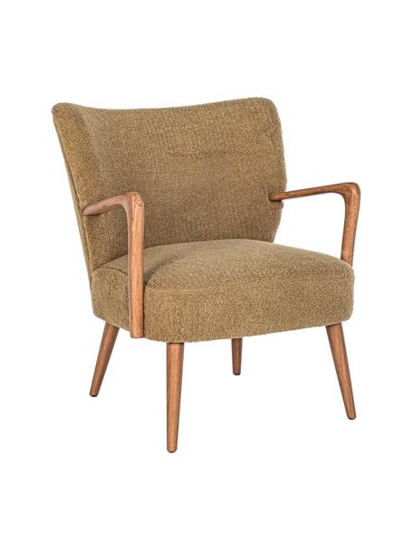 Fauteuil lounge en tissu peluche Moritz, Brun, larg. 67 x prof. 74 cm