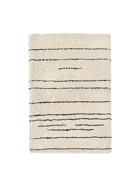 Ručne tuftovaný huňatý koberec s vysokým vlasom Dunya, Béžová, čierna, Š 160 x D 230 cm (veľkosť M)