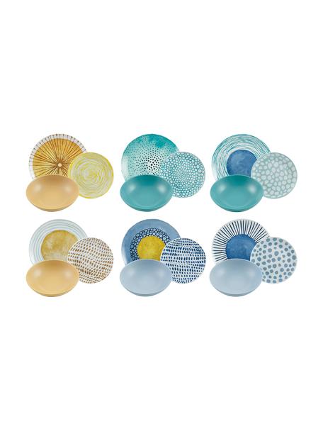 Sada nádobí s různými letními vzory Marea, pro 6 osob (18 dílů), Modrá, bílá, žlutá, Sada s různými velikostmi