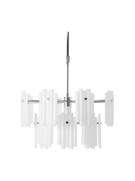 Lampada a sospensione grande a LED Alenia, Paralume: vetro acrilico, Baldacchino: metallo, cromato, Bianco, cromato, Ø 61 x Alt. 98 cm