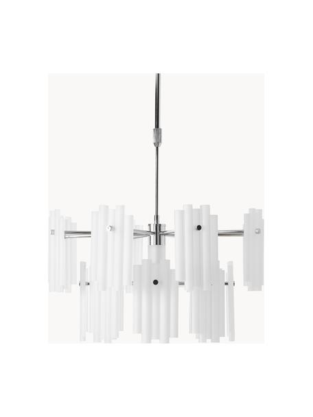 Veľká závesná LED lampa Alenia, Biela, odtiene chrómovej, Ø 61 x V 98 cm