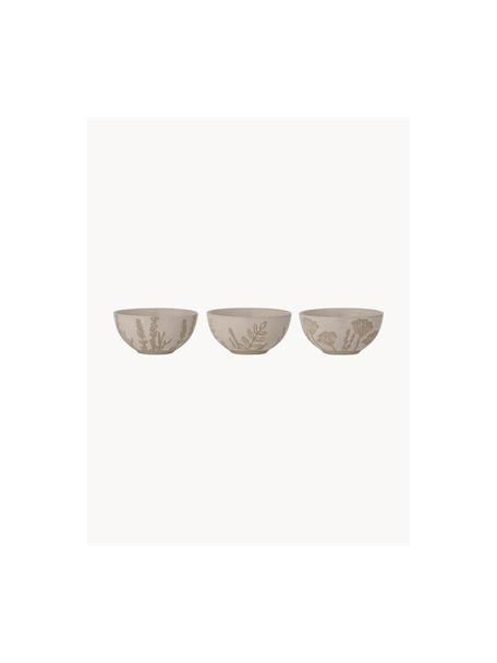 Handgemaakte schalen Primrose met bloemenmotief, set van 3, Keramiek, Beige, Ø 12 x H 6 cm