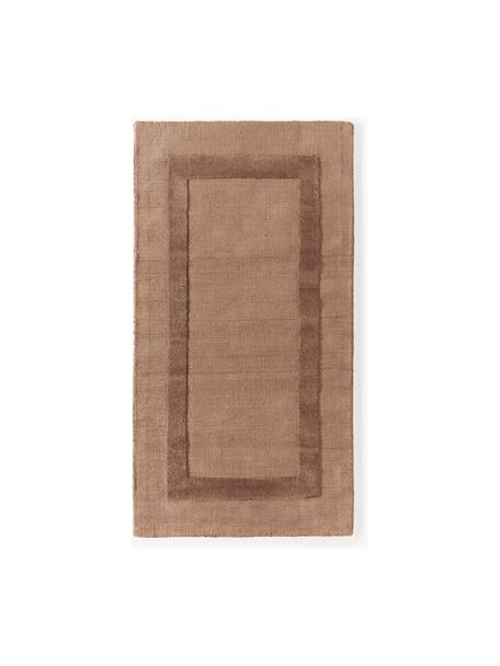 Tappeto in cotone tessuto a mano con motivo in rilievo Dania, 100% cotone certificato GRS, Marrone chiaro, Larg. 80 x Lung. 150 cm (taglia XS)