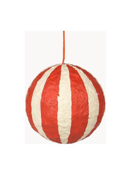 Boules de Noël Sphere, Ø 8 cm, 3 pièces, Pâte de coton, Rouge, blanc crème, Ø 8 cm