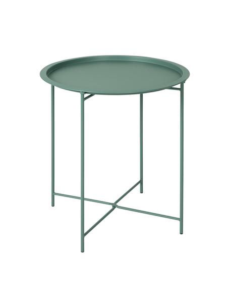 Tavolino-vassoio in metallo Sangro, Metallo verniciato a polvere, Verde, Ø 46 x Alt. 52 cm