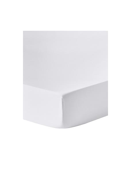 Lenzuolo con angoli topper in raso di cotone Comfort, Bianco, Larg. 90 x Lung. 200 cm, alt. 15 cm