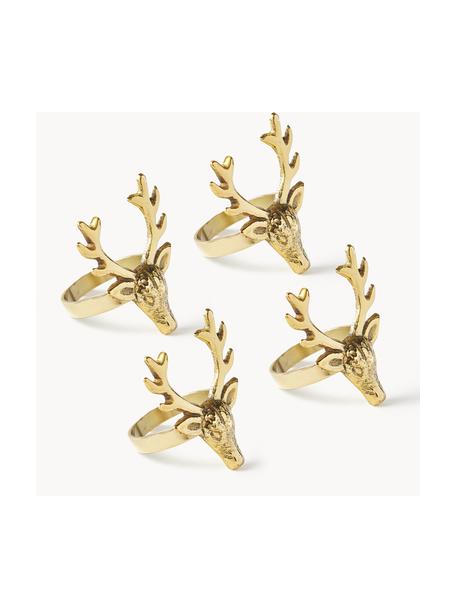 Krúžky na obrúsky Deer, 4 ks, Kov s práškovým náterom, Odtiene zlatej, Š 5 x V 6 cm