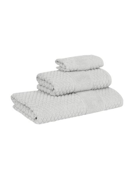 Set de toallas texturizada Katharina, 3 pzas., Gris claro, Set de diferentes tamaños