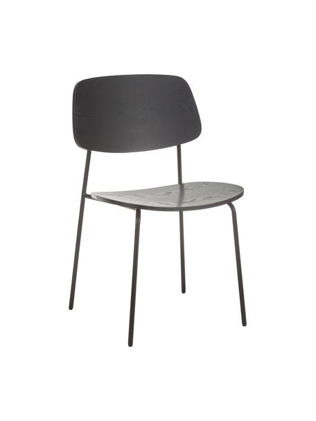 Sedia in legno Nadja 2 pz, Seduta: multistrato con finitura , Gambe: metallo verniciato a polv, Nero, Larg. 50 x Prof. 53 cm