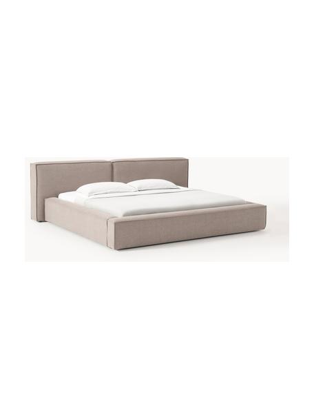 Cama tapizada Lennon, Tapizado: 100% poliéster Alta resis, Estructura: madera de pino maciza, ma, Patas: madera, plástico Este pro, Tejido taupe, An 268 x L 243 cm (colchón 200 x 200 cm)