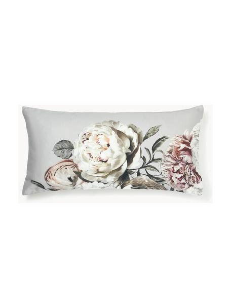Obliečka na vankúš z bavlneného saténu s kvetinovou potlačou Blossom, 2 ks, Svetlosivá, viacfarebná, Š 40 x D 80 cm
