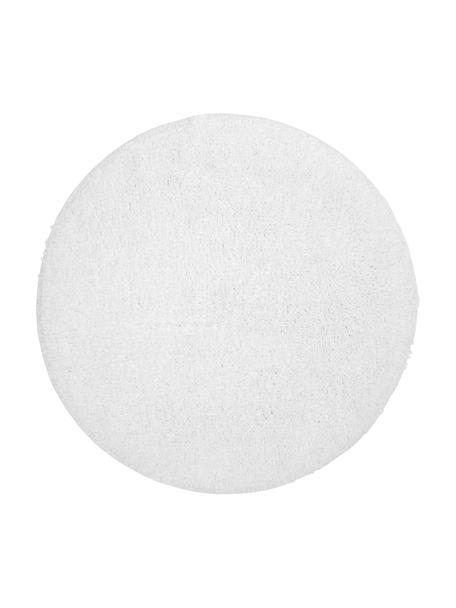 Pluizige badmat Ingela in wit van biokatoen, 100% katoen, Wit, Ø 65 cm