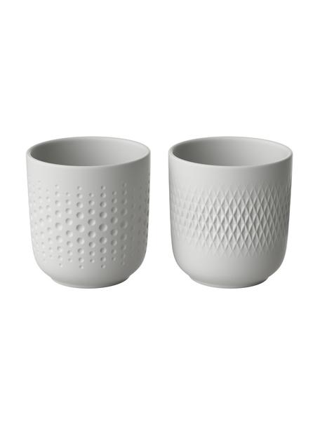 Mugs à surface texturée Manufacture Collier, lot de 2, Porcelaine, Blanc, Ø 9 x haut. 9 cm, 290 ml