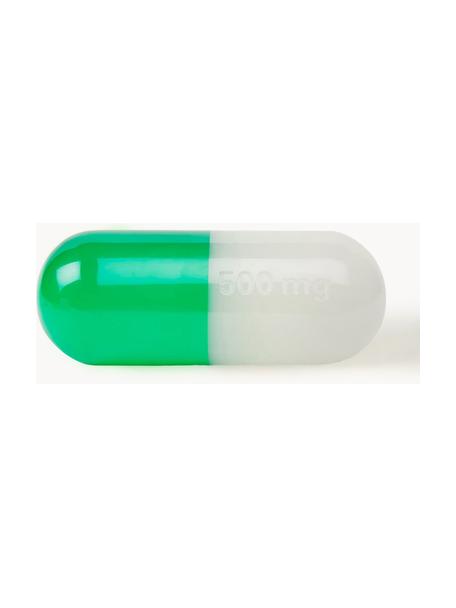 Pieza decorativa Pill, Poliacrílico pulido, Blanco, verde, An 29 x Al 13 cm
