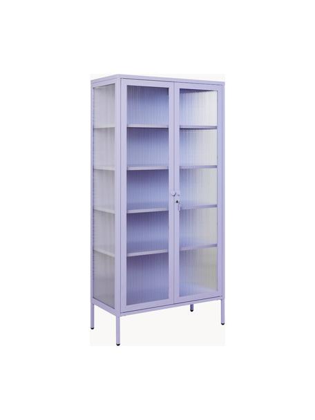 Metall-Vitrine The Collector mit geriffeltem Glas, Lavendel, B 85 x H 170 cm