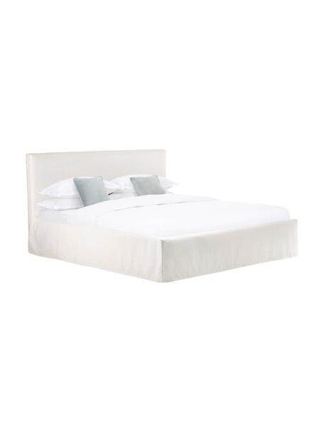 Gestoffeerd bed Feather met opbergruimte, Bekleding: polyester (gestructureerd, Frame: massief grenenhout en pla, Geweven stof beige, B 140 x L 200 cm