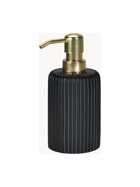 Seifenspender Blackheath, Behälter: Polyresin, Pumpkopf: Kunststoff, Schwarz, Goldfarben, Ø 7 x H 16 cm