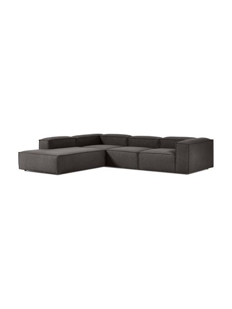 Divano angolare componibile XL Lennon, Rivestimento: 100% poliestere Con 115.0, Struttura: legno di pino massiccio, , Piedini: plastica, Tessuto antracite, Larg. 329 x Alt. 68 cm, chaise-longue a sinistra