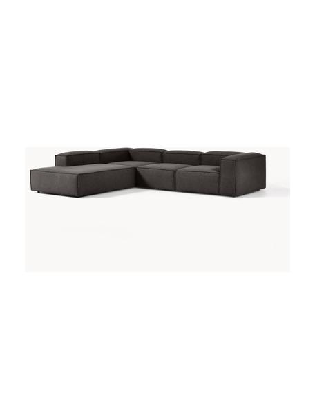 Sofá rinconera modular grande Lennon, Tapizado: 100% poliéster Alta resis, Estructura: madera contrachapada de p, Patas: plástico, Tejido gris antracita, An 329 x F 269 cm, chaise longue izquierda