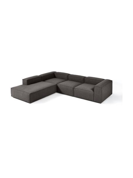 Sofá rinconera modular grande Lennon, Tapizado: 100% poliéster Alta resis, Estructura: madera contrachapada de p, Patas: plástico, Tejido gris antracita, An 329 x F 269 cm, chaise longue izquierda