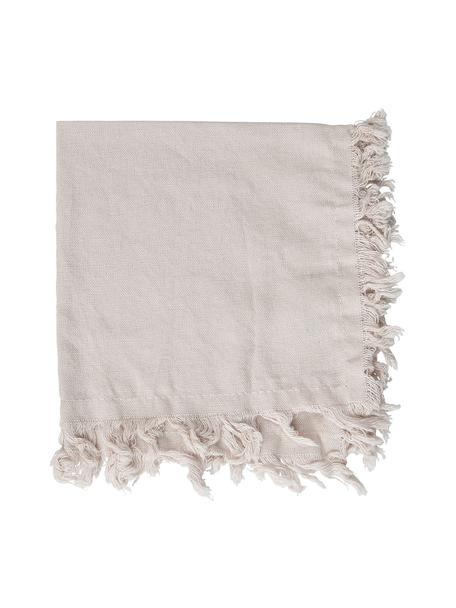 Baumwoll-Servietten Nalia in Beige mit Fransen, 2 Stück, Baumwolle, Beige, 35 x 35 cm