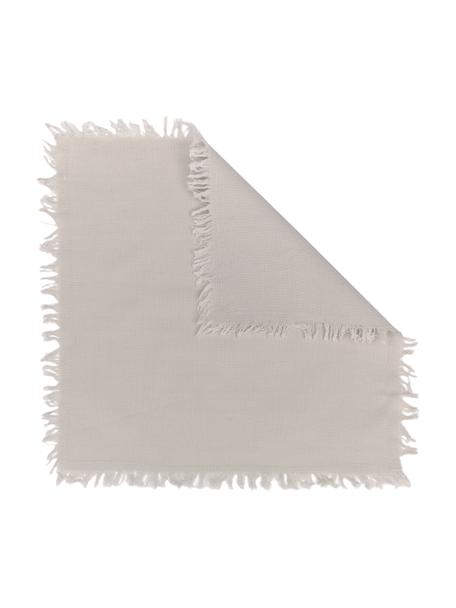 Serviettes de table à franges Nalia, 2 pièces, Coton, Beige, larg. 35 x long. 35 cm