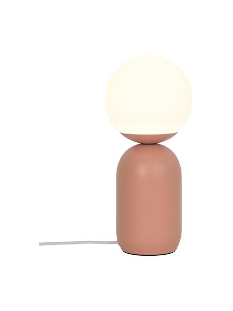 Lámpara de mesa pequeña Notti, Pantalla: vidrio soplado, Cable: cubierto en tela, Blanco, terracota, Ø 15 x Al 35 cm