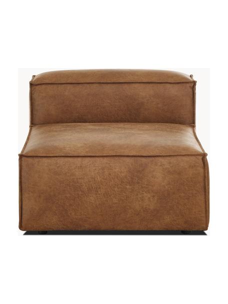 Módulo central sofá de cuero reciclado Lennon, Tapizado: cuero reciclado (70% cuer, Estructura: madera maciza, madera con, Patas: plástico, Cuero marrón, An 89 x F 119 cm