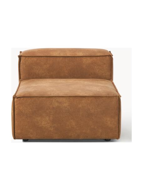 Módulo central sofá de cuero reciclado Lennon, Tapizado: cuero reciclado (70% cuer, Estructura: madera maciza, madera con, Patas: plástico Este producto es, Cuero marrón, An 89 x F 119 cm