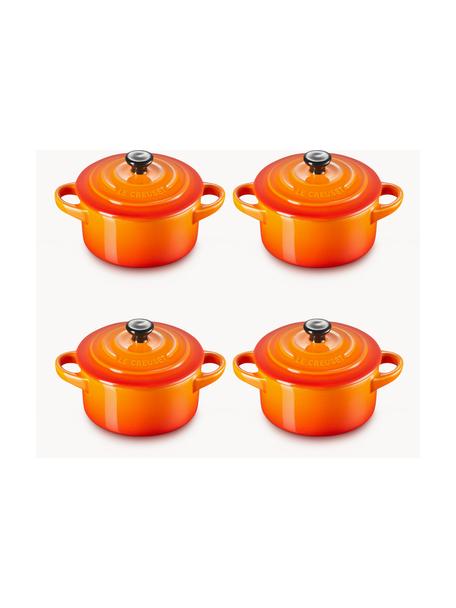 Hrnce Cocotte Mini, 4 ks, Kamenina, Oranžové tóny, čierna, Ø 10 x V 8 cm, 250 ml