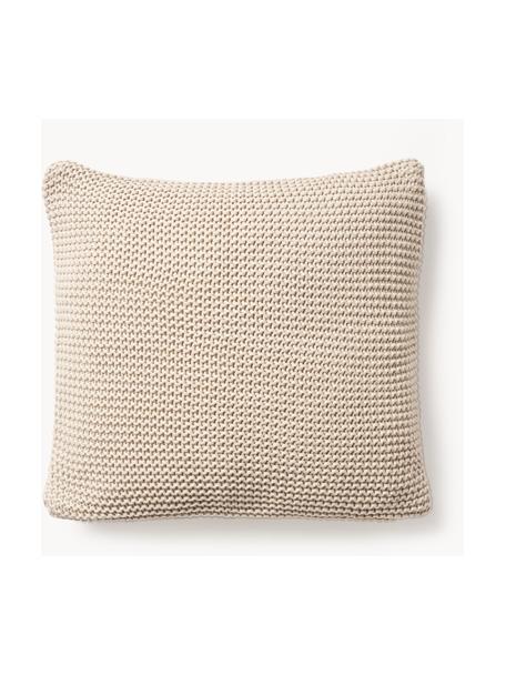 Housse de coussin en tricot de coton bio Adalyn, 100 % coton bio, certifié GOTS, Beige clair, larg. 50 x long. 50 cm