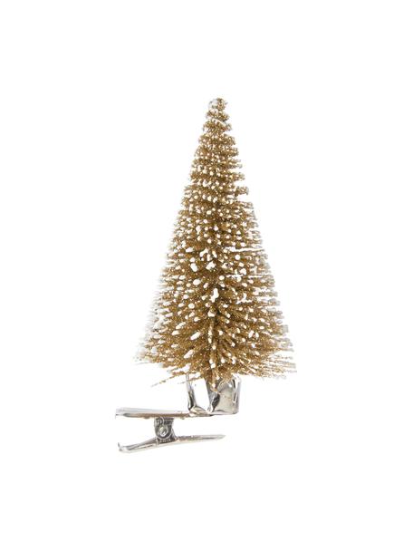Adorno navideño con clip irrompibles Felicia, Figura: plástico, Dorado, Ø 4 x Al 9 cm