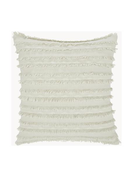 Kissenhülle Jessie mit dekorativen Fransen, 88% Baumwolle, 7% Viskose, 5% Leinen, Off White, B 45 x L 45 cm