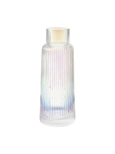 Carafe à eau avec surface irisée et relief rainuré Minna de Guglielmo Scilla, 1.1 L, Verre, soufflé bouche, Chrome, transparent, irisé, 1,1 l