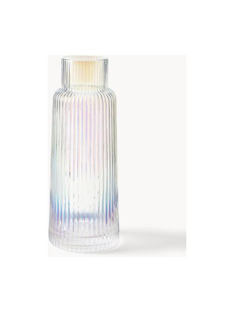 Carafe à eau en verre irisé et strié Minna de Guglielmo Scilla, 1,1 L, Verre, soufflé bouche, Chrome, transparent, irisé, 1,1 L