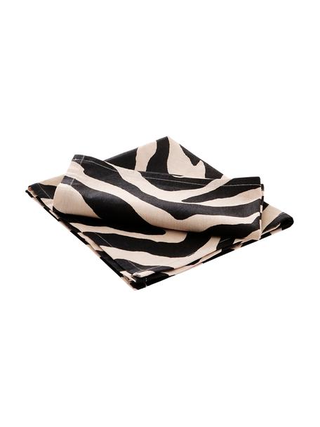 Serwetka z tkaniny Zebra, 2 szt., Bawełna, Czarny, kremowy, S 45 x D 45 cm
