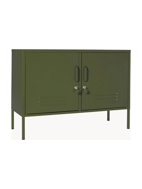 Credenza in metallo The Lowdown, Acciaio verniciato a polvere, Verde oliva, Larg. 100 x Alt. 72 cm